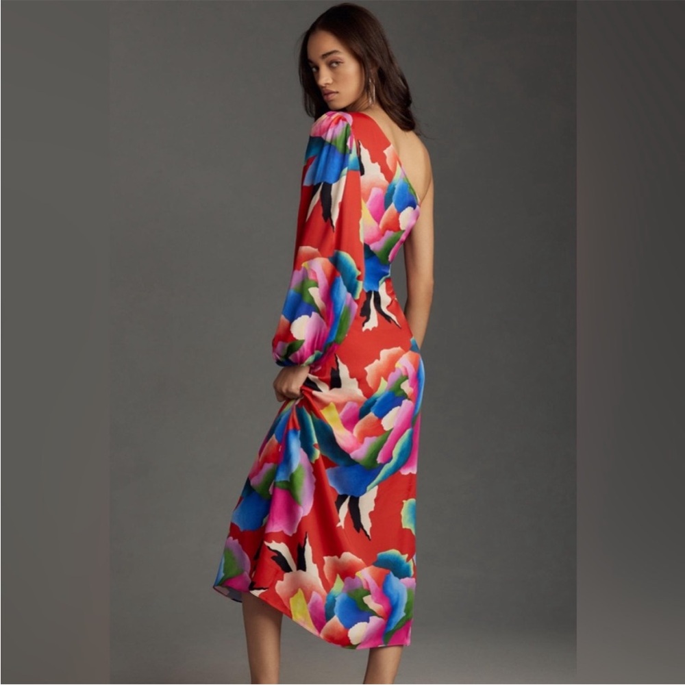 Farm Rio One-Shoulder Slim Floral Midi Dress - Picture 2 of 4